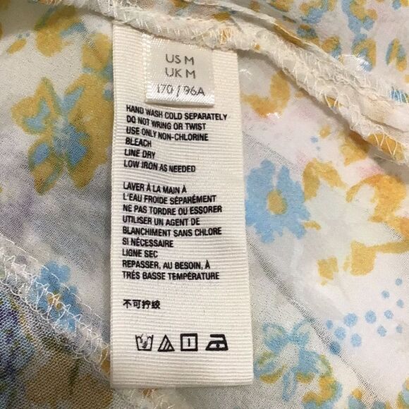 Free People Ivory White Satin Hold On To Me Floral Printed Top New Size Medium - Picture 4 of 6